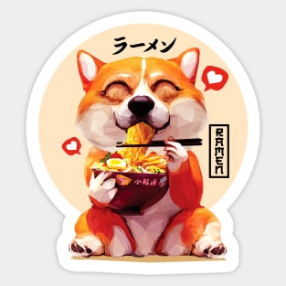 Corgi Eating Ramen Sticker